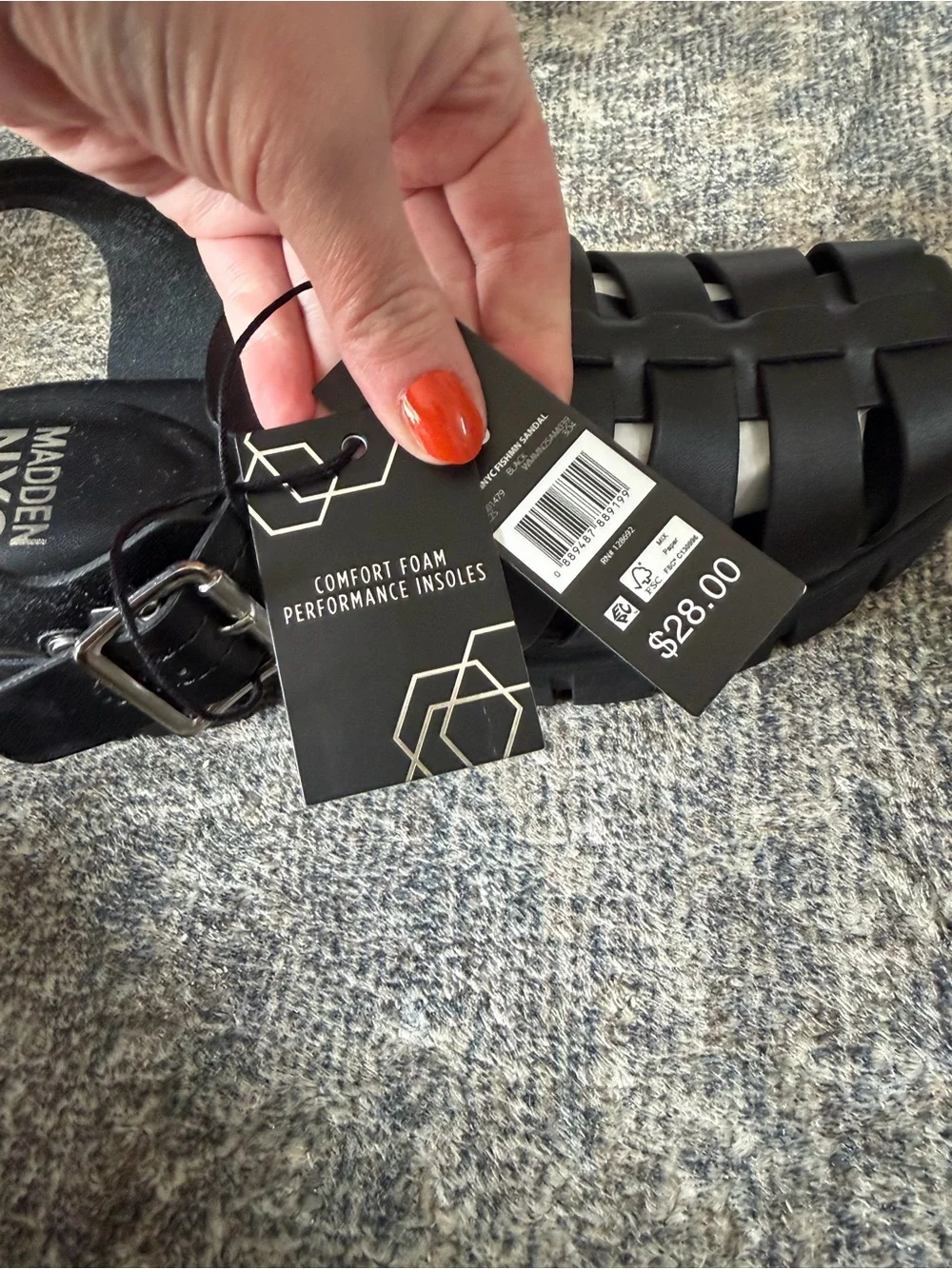 Madden NYC Black Platform Fisherman Sandals